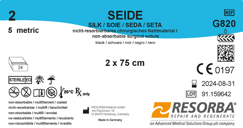 Шовк USP 3 чорний, у відрізках 2шт*75см